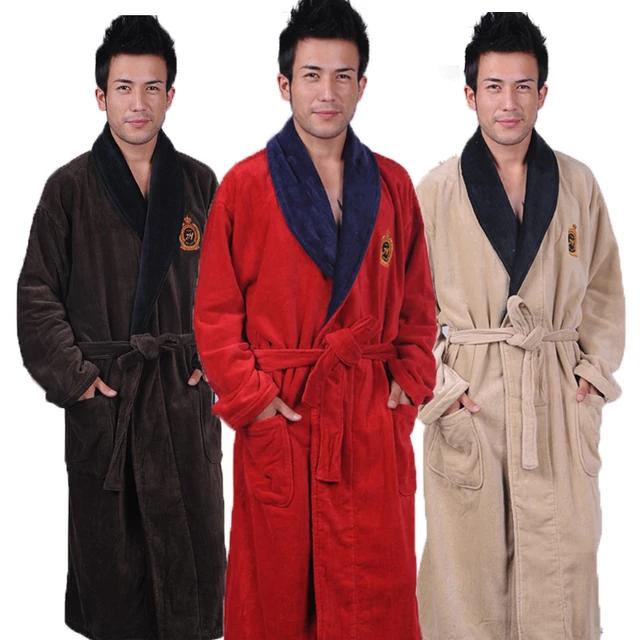 Cotton bathrobe men Winter Long Plus size XXXL Men's Robe terry
