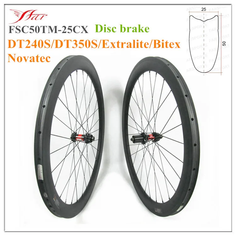 Flash Deal FSC50TM-25CX Cyclocross 25W*50D carbon wheels Disc brake road tubular wheelset 28H carbon bike wheels hand build Farsports rims 5