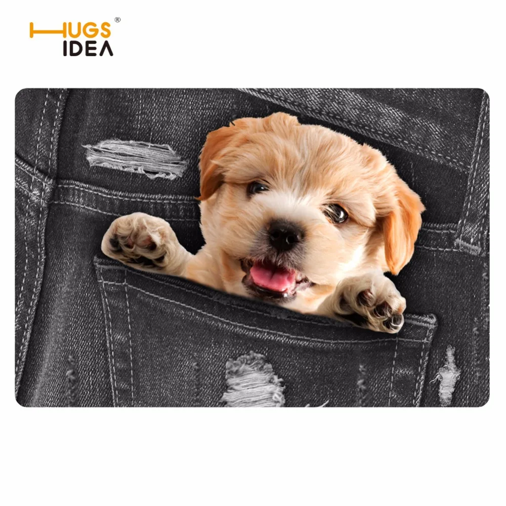 HUGSIDEA милый 3D животное собака печать резиновый Придверный коврик тонкий нескользящий пол ковры черный джинсовый узор Прихожая кухня ванная комната Tapis
