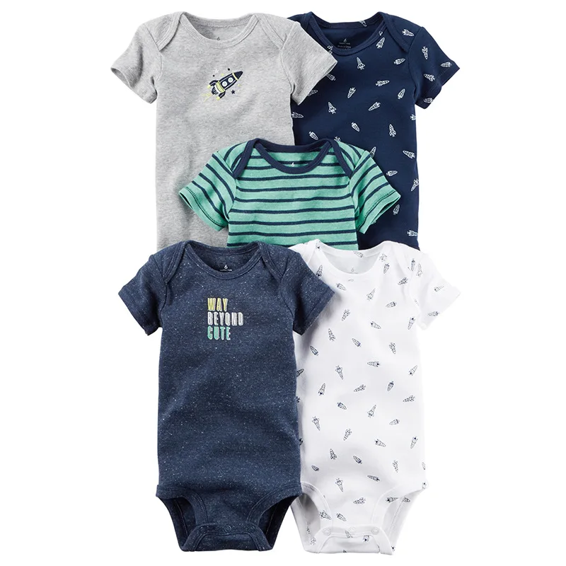 

5 piece Baby Jumpsuit Boys Girls Summer Jumpsuit Short Sleeve Cotton Baby Comfort Clothing Set