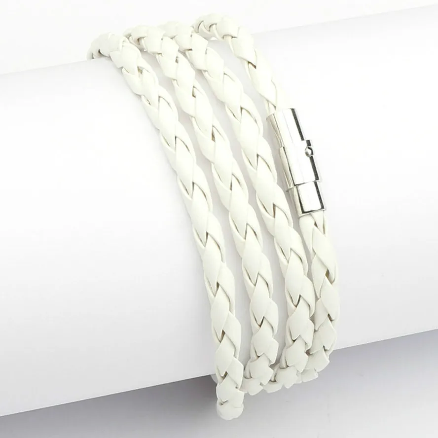 

Hot Sale Style 2019 Latest Popular 4 Circle Leather Bracelet for Men Bangles Vintage Black Free Shipping 11 Color Choose
