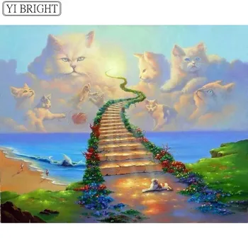 

5D DIY Diamond embroidery All cats go to heaven full square diamond painting Cross Stitch Rhinestone mosaic decoration LK1