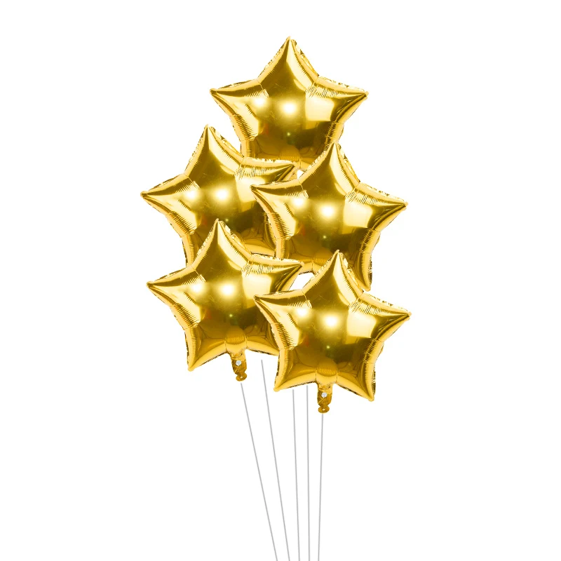 5 шт. 18 дюймов золотой серебряный шар звезда из фольги Свадебные шары украшения для душа ребенка детские шары для дня рождения - Цвет: gold