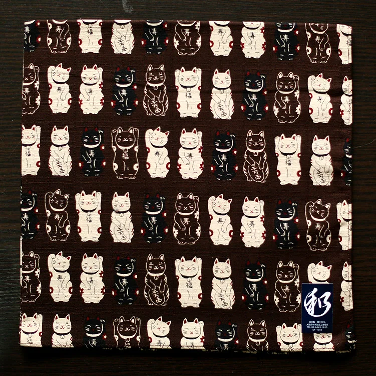  Made in Japan Wind handkerchief Handkerchief women Cotton Ms. Thicken Cat square scarf