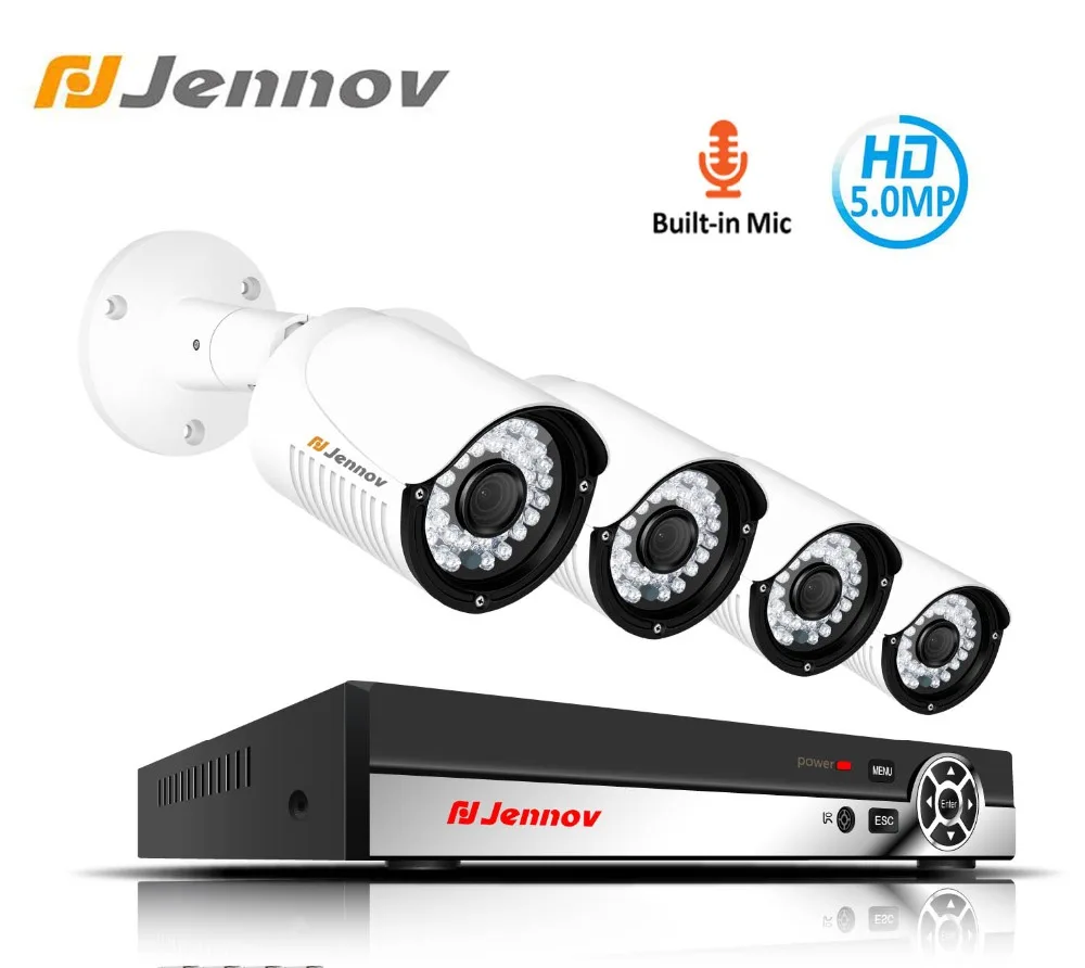 

Jennov 5MP 4CH Video Surveillance POE IP Camera Outdoor Security Camera System NVR Set For Home CCTV Kit H.265 XMEye Audio