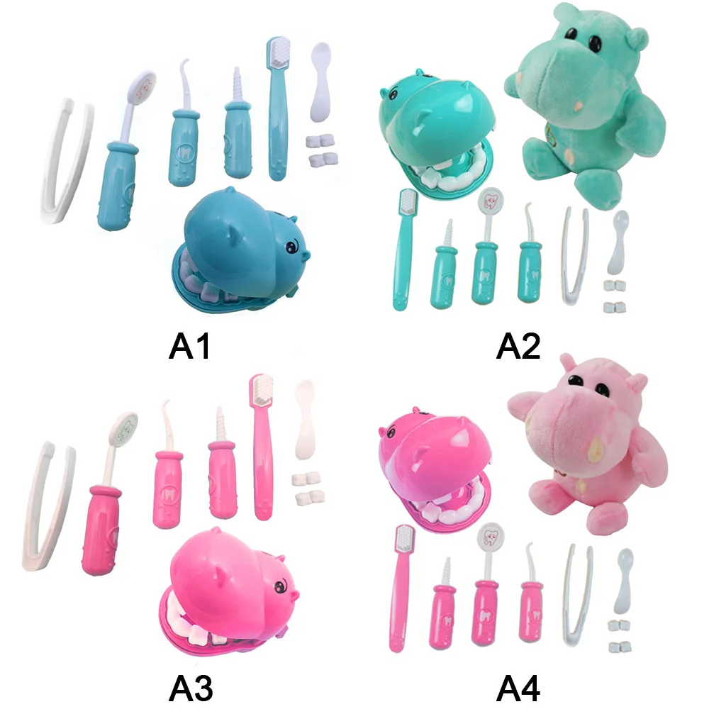 9Pcs Kids Pretend Plush Play Dentist Check Teeth Model Set Medical Kit