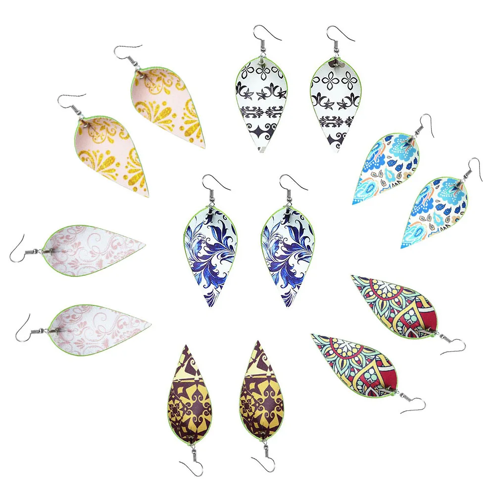 

SOARRISE Simple Trendy PU Leather Earrings 7 Colors Vintage Pattern Water Drop Earrings For Women 2019 New Fashion Jewelry