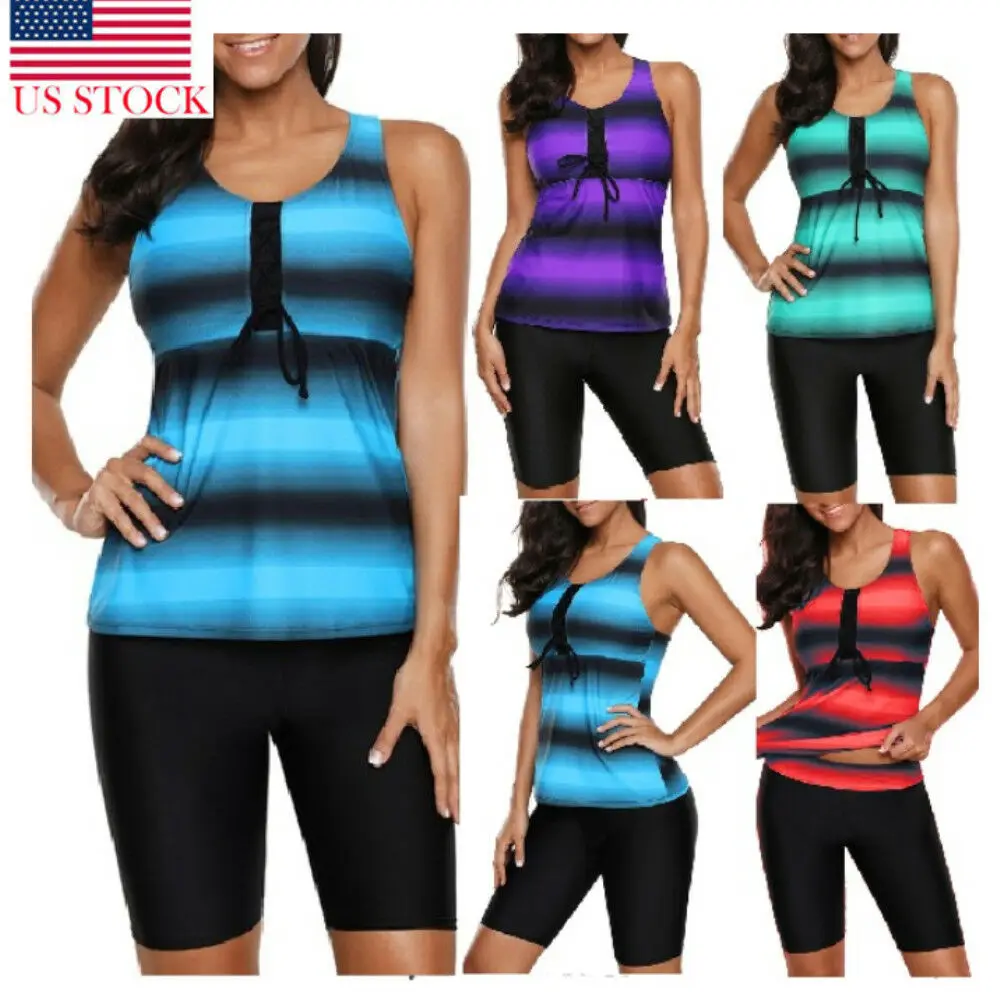 

Hot Plus Size 4XL 2 Piece Women Push-up Swimsuit Tankini Sport Short Sleeve Bathing Suit beach Swimwear Summer Sets Bikini Set