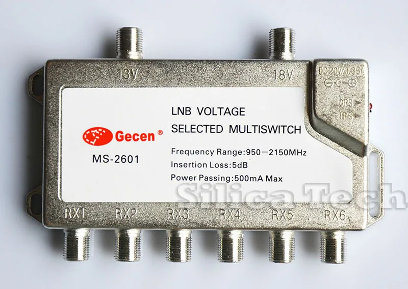 

Gecen 2x6 13V/18V 2 in, 6 out Satellite LNB V/H multi-switch MS-2601