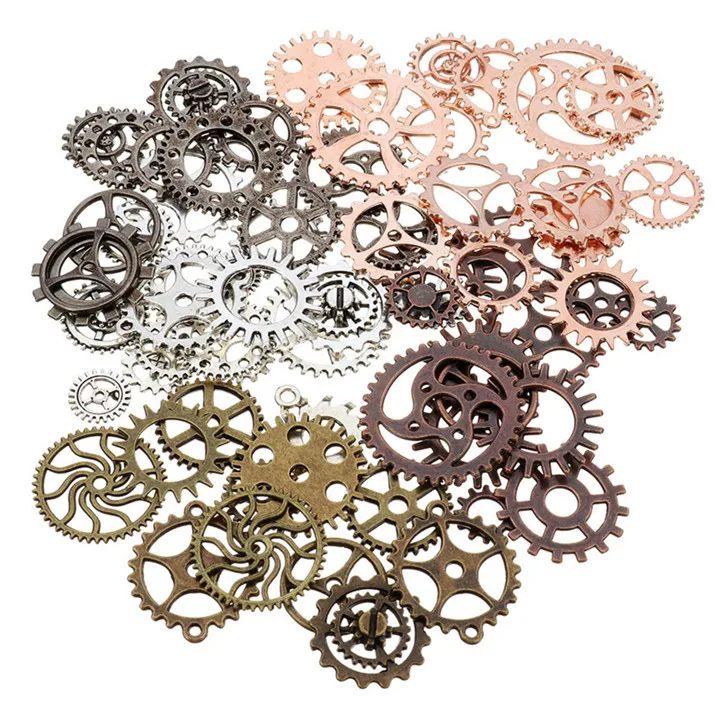 1 50g Steampunk Gears DIY Jewelry Accessories Gold Silver Gears Cog Wheel Charms Pendant Bracelet Accessories Diy Jewelry Making