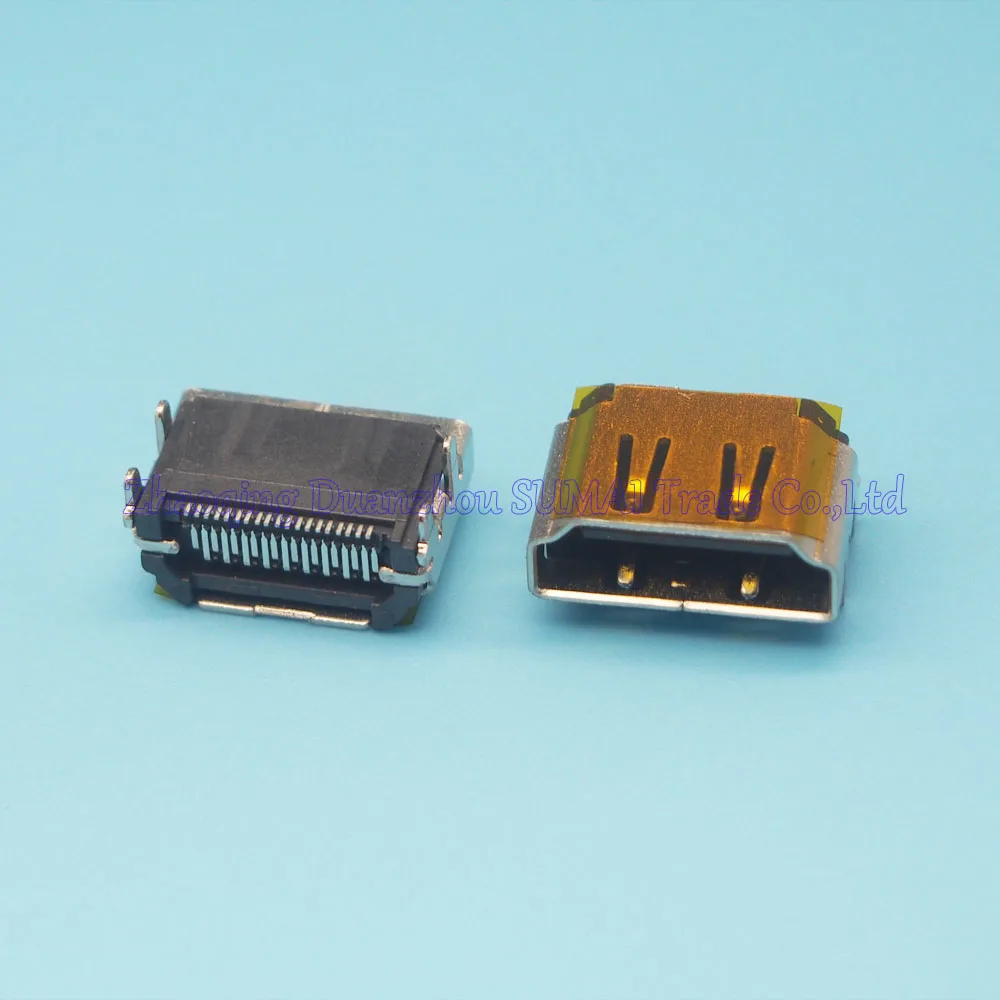 50 шт./лот Высокое качество HDMI Женский Джек 19pin разъем 4 фиксированной ноги SMD для HD оборудования