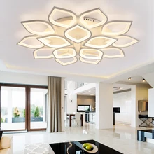 

110-220v Aluminum Lotus Led Ceiling Light Plafonnier Led Moderne Living Room Lights Lustres Lamparas Lampara De Techo Sala 23
