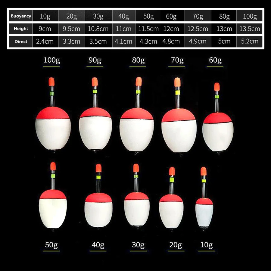 10 шт./лот EVA светящаяся поплавок приманка 10 г-100 г Рыболовные Поплавки Рыболовные принадлежности светится в темноте пластиковый буй
