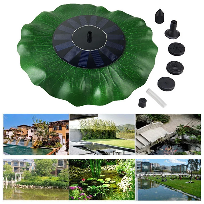 

1 Set 28cm Lotus Leaf Watering Solar Floating Fountain Water Pump For Garden Pool Solar Fountain Garden Decoration