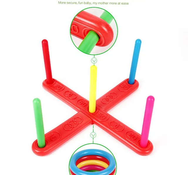 Funny Kids Outdoor Sport Toys Hoop Ring Toss Plastic Ring Toss Quoits Garden Game Pool Toy Outdoor Fun Set #YL 6