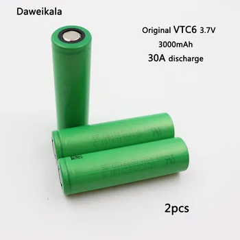 

Daweikala 18650 VTC6 3.7V 3000mAh Li ion rechargeable battery for Electronic Cigarette 18650 VTC6 30A discharge+Free shipping