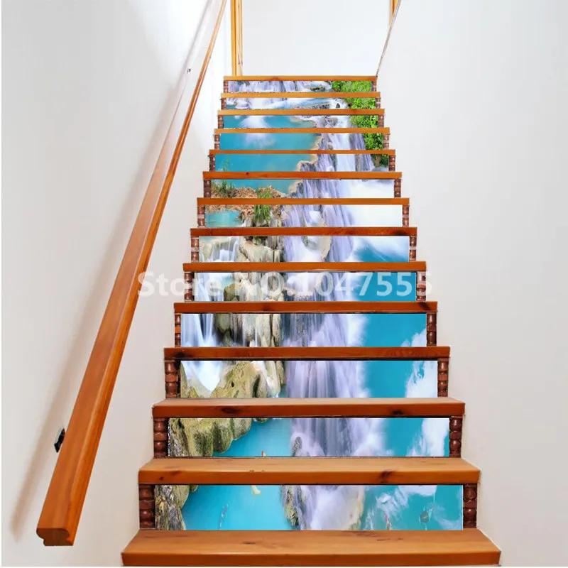 13pcs/Set Self Adhesive Stairs Mural Wallpaper Removable Wall Decals