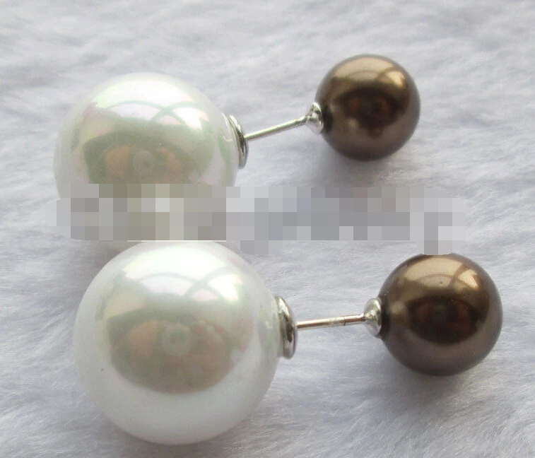 

hot sell new - 1117 white perfect round sea shell pearl earring