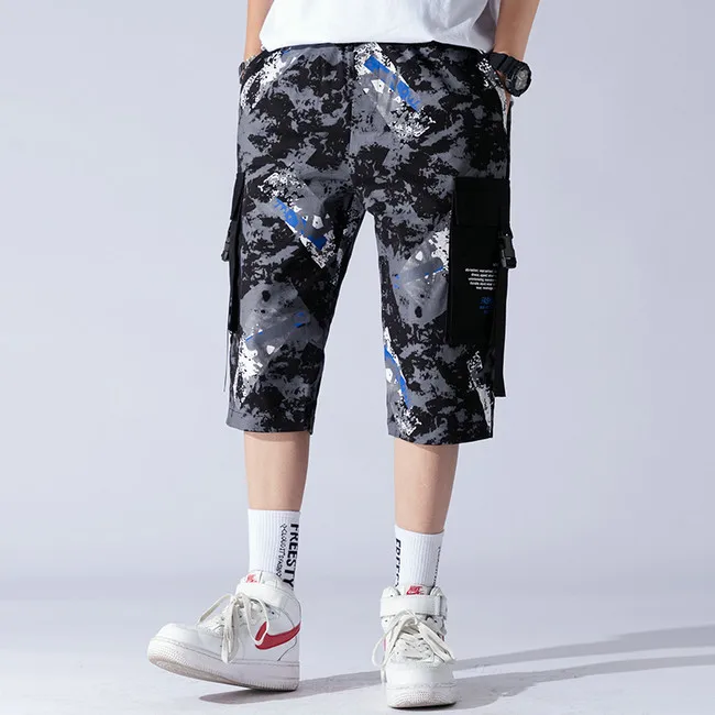 New Summer Style Men Camouflage Shorts Knee Length Short Joggers Fitness Streetwear Shorts LBZ111 - Цвет: blue