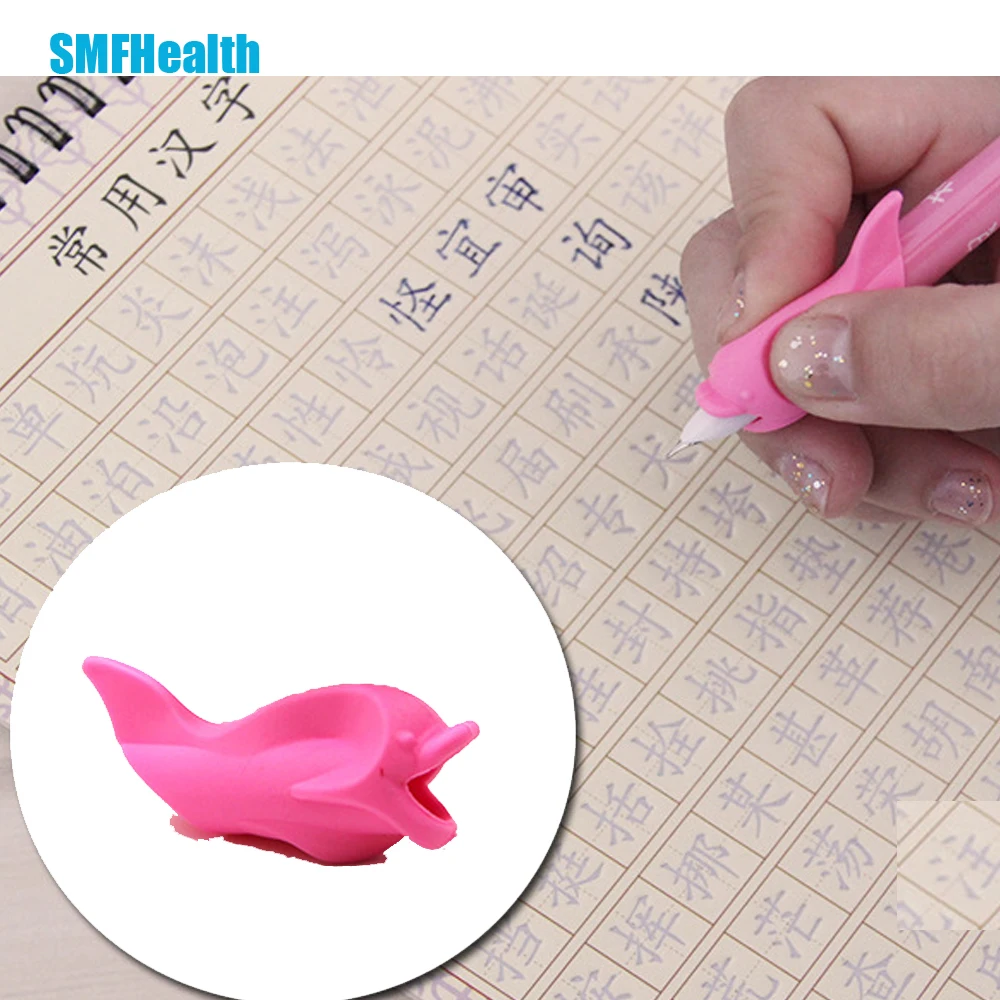Student writing posture corrective braces to hold a pen device dolphin fish gel pencil hold a