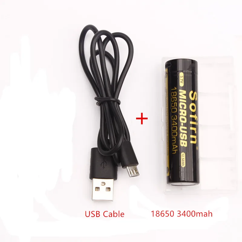 Аккумулятор Sofirn Micro USB 18650 3400 мАч литий ионная аккумуляторная батарея 3 7 в