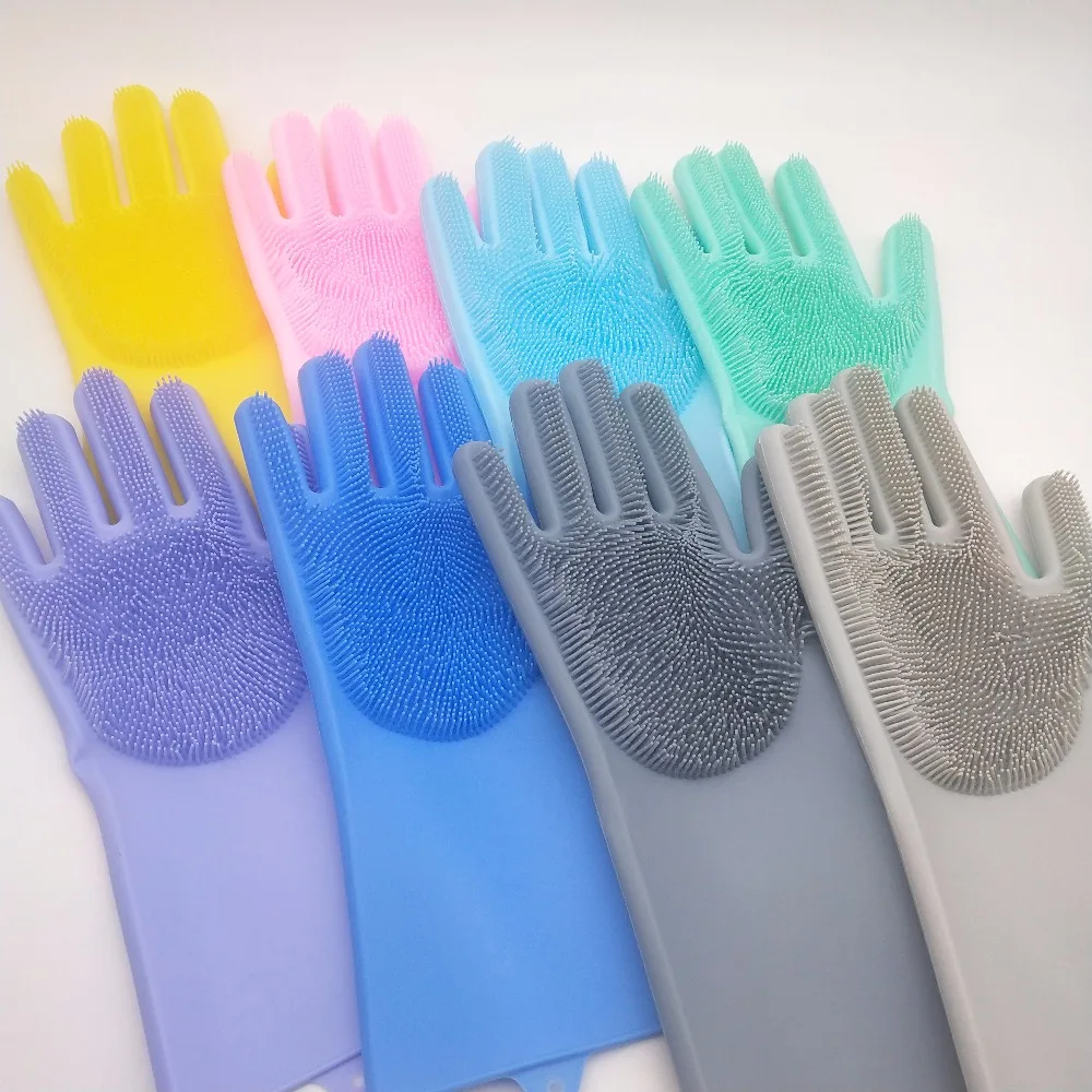 

(1 pair) silicone magic gloves brush wash dishes clean household gloves brush pet bath gloves Creative silicone glove brush