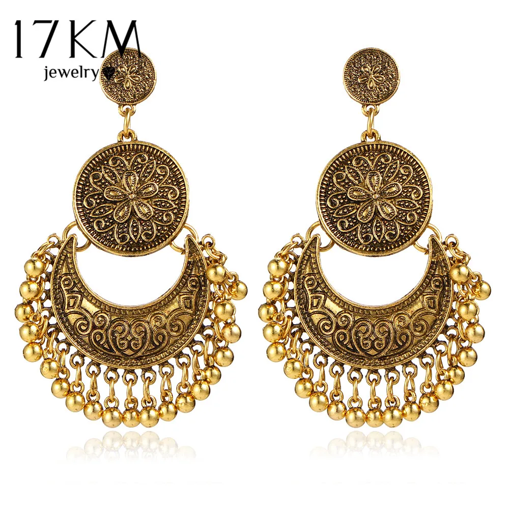 Vintage Big Flower Drop Earrings For Women 2018 Beads Tassel Peandant Ethnic Jewelry Punk Beads Earring Party boucle d'oreille