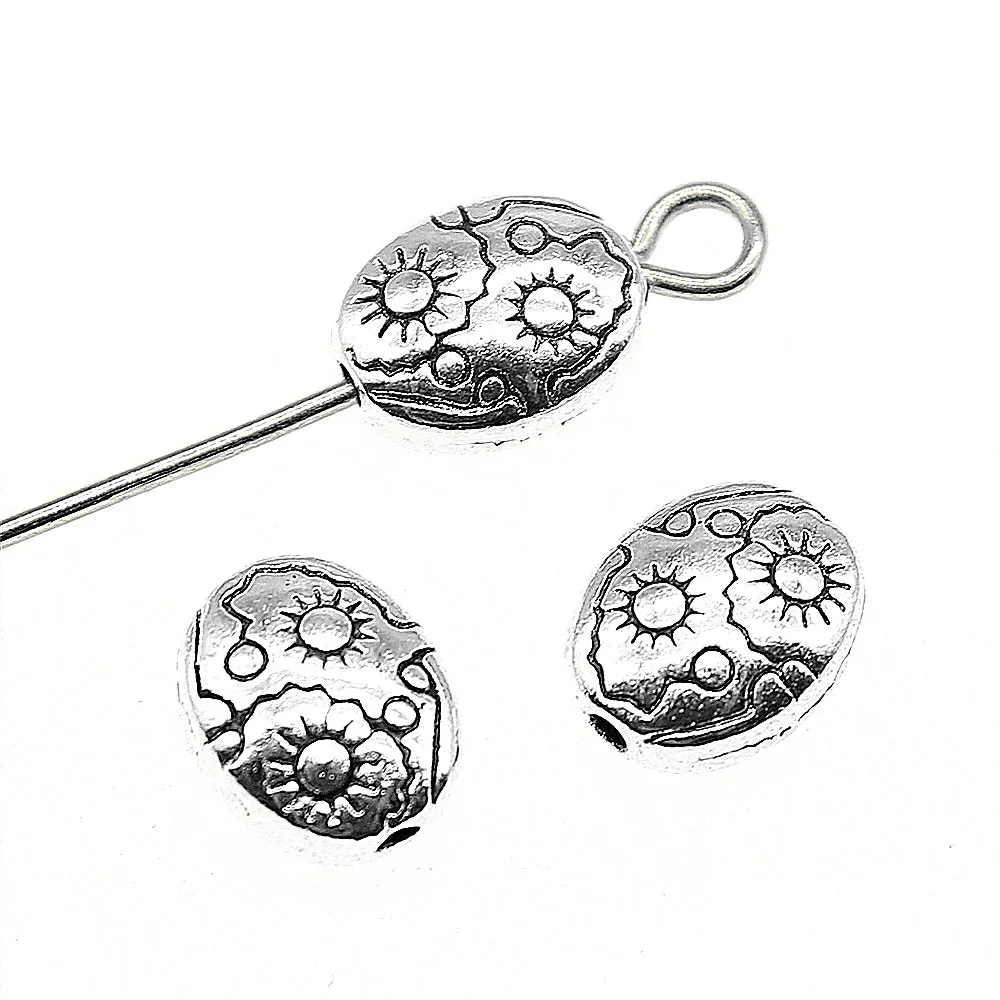 30pcs Charm Spacers Beads Sun Oval Spacers Beads For Jewelry Making