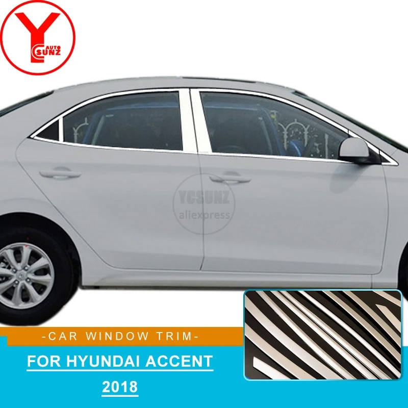 Накладка на окна автомобиля из нержавеющей стали для hyundai accent, аксессуары, автомобильный Стайлинг для hyundai accent YCSUNZ