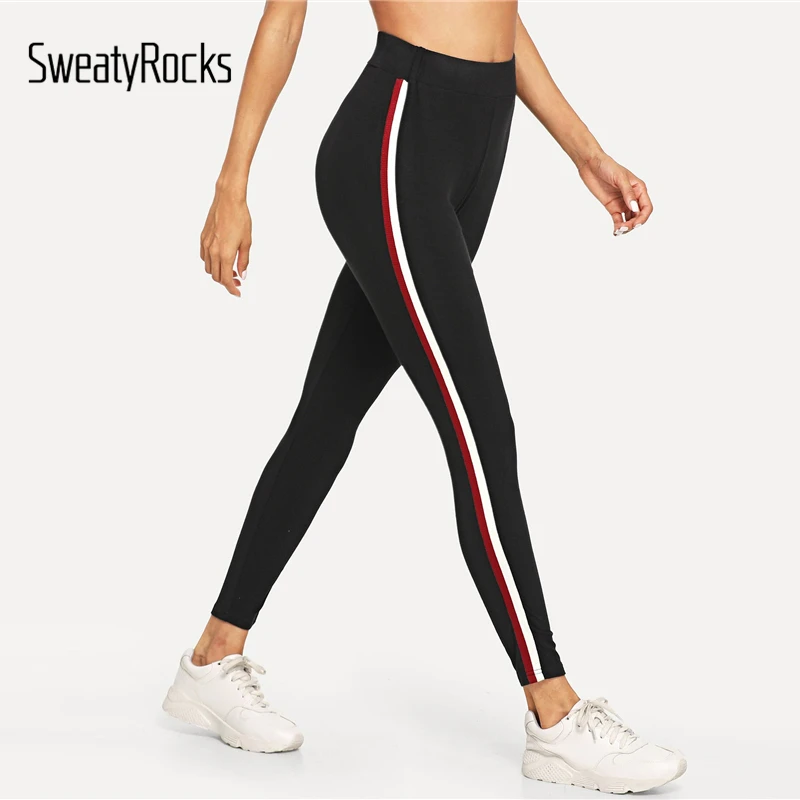 SweatyRocks الأسود واسعة الخصر مخطط الجانب طماق 2018 بسط نشط ارتداء طماق المرأة الخريف Athleisure اللياقة البدنية طماق SweatyRocks الأسود واسعة الخصر مخطط الجانب طماق 2018 بسط نشط ارتداء طماق المرأة الخريف Athleisure اللياقة البدنية طماق