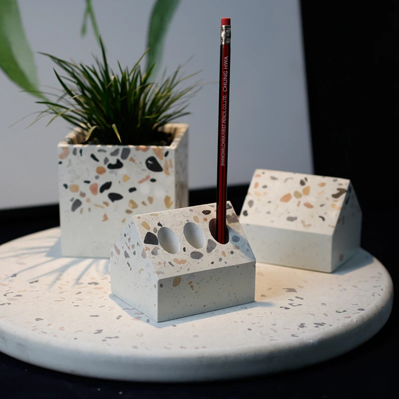 

Pen holder concrete silicone mold diy house shape design hydroponic vase cement gypsum crafts decoration