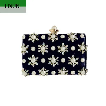

high quality women handmade Pearl flowers evening bags mini wedding dinner bags Party luxury day clutches Diamonds purse Bolsas