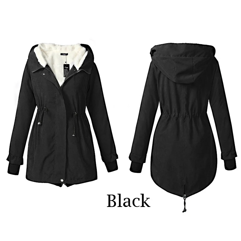 Женские парки зимние пальто с капюшоном толстые хлопковые теплые женские куртки модные средней длины стеганое пальто Верхняя одежда плюс размер 4XL 44 - Цвет: black coats