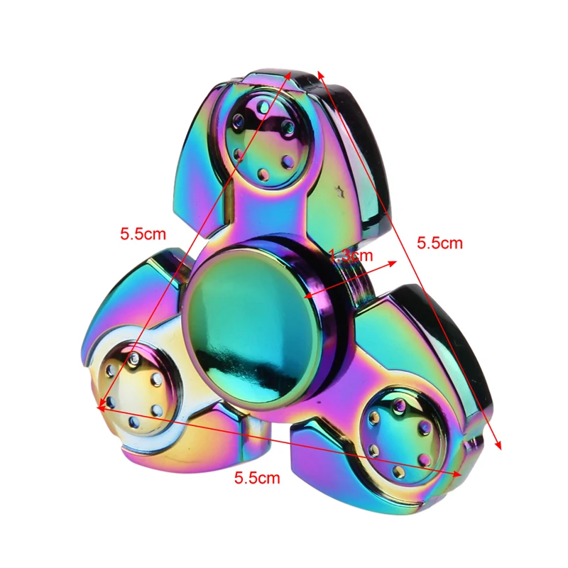 New Rainbow Hand Finger Fidget Spinner Fun Hand Game Desk Focus Toys Anxiety Stress Spinning Top Metal EDC Tri-Spinner Toy New Rainbow Hand Finger Fidget Spinner Fun Hand Game Desk Focus Toys Anxiety Stress Spinning Top Metal EDC Tri-Spinner Toy