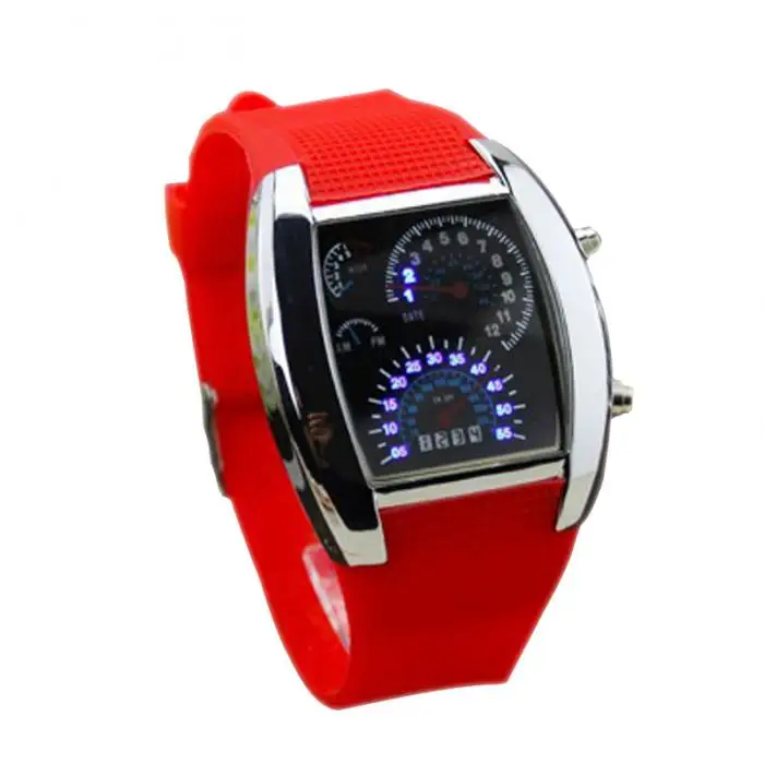 Men Military LED Backlight Digital Quartz Wristwatch Sports Watch Rubber Band Adjustable Brightness NR-shipping