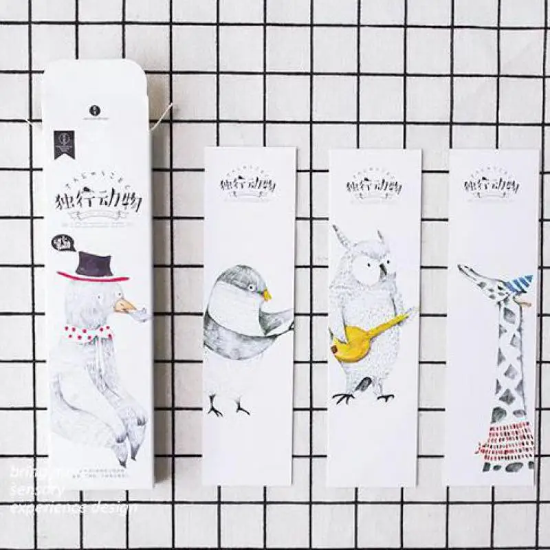 

30pcs/pack Lonely Animal Bookmark Paper Bookmarkers Promotional Gift Stationery Film Bookmarks For Books Book Markers