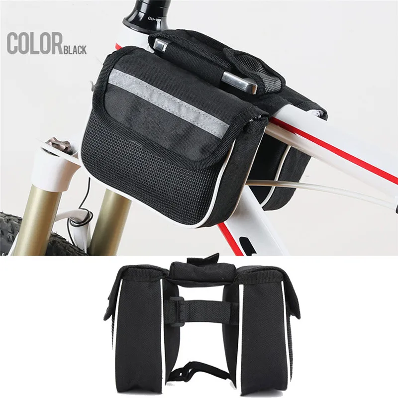 Clearance Bicycle Bike Cycling Front Frame Tube Handlebar Pannier Double Pouch Phone Bag  Q1106*20 0