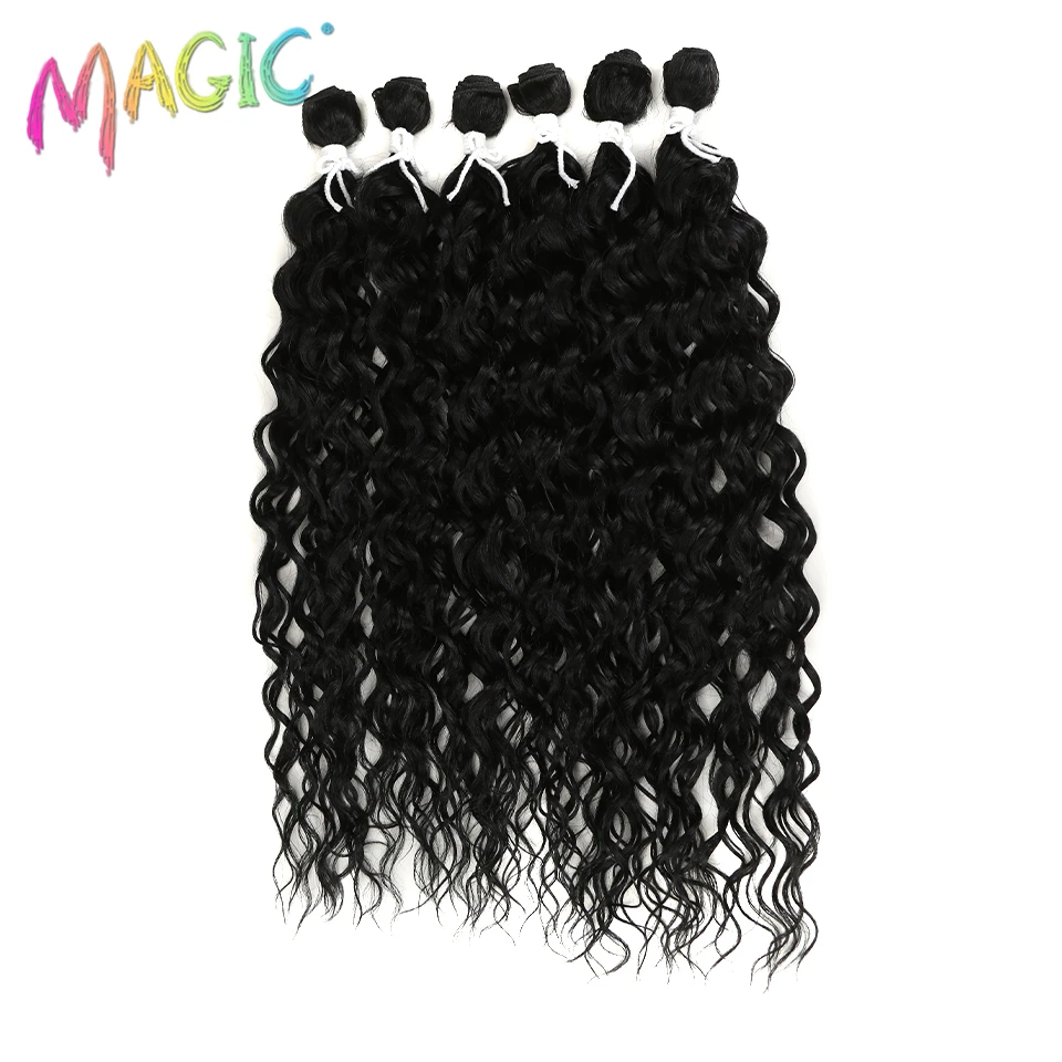 Magic Synthetic Curly Hair Weaves Water Wave 6pcs/Lot Hair Bundles 24″-28″Inch 260g Synthetic Hair Double Weft Extension