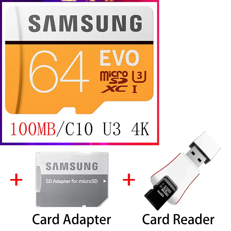 Карта памяти microSD SAMSUNG EVO слот для карт памяти 64 128 Гб Micro SD 128 Гб оперативной памяти, 32 Гб встроенной памяти, 64 ГБ 256 ГБ 512 Гб Micro SD карты памяти SD/TF флеш-карта Micro SD карт для телефона - Емкость: MB-MP64G-KT5-CA1001