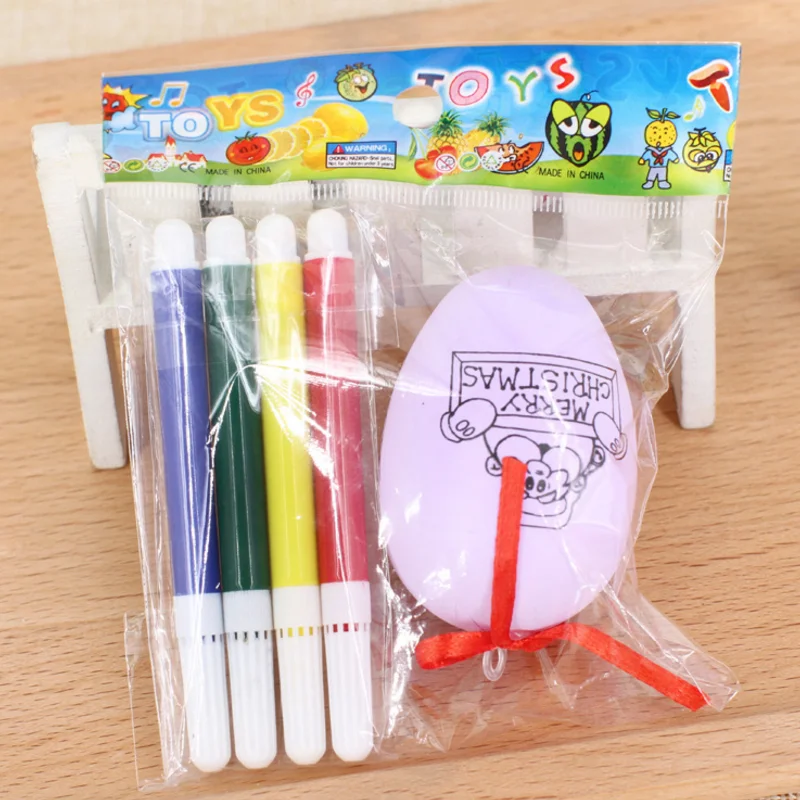 

1Pcs fun Cute Plastic Embryo Egg Model With 4Pcs Pens DIY Hand Painted Eggs For Kids Creative Easter Xmas Toys Gift