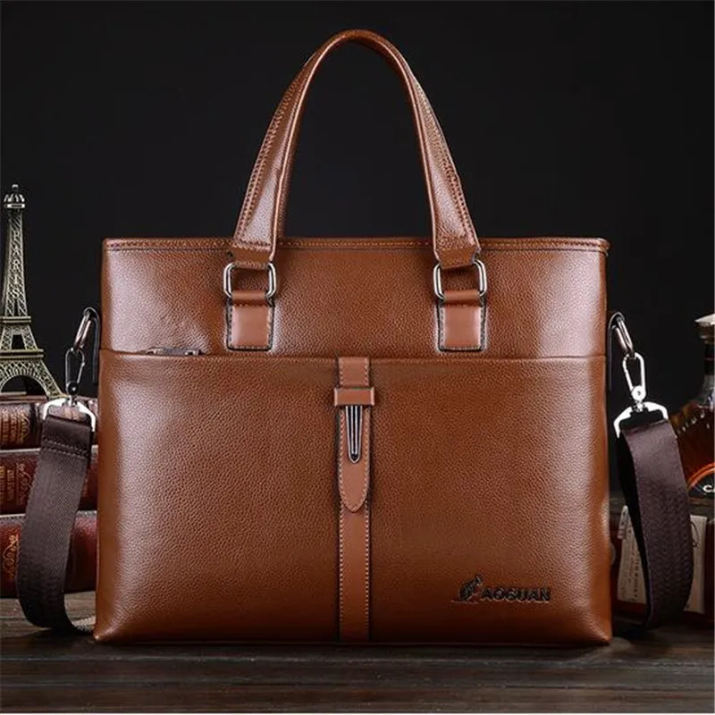 New 2016 Men PU Leather Portfolio Laptop Bag men High quality Leather
