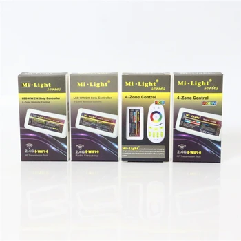 

Mi Light 4-Zone 2.4G Wireless RF Remote WiFi Control CW/WW Single Color RGB RGBW Controller For 3528 5050 SMD LED Strip light