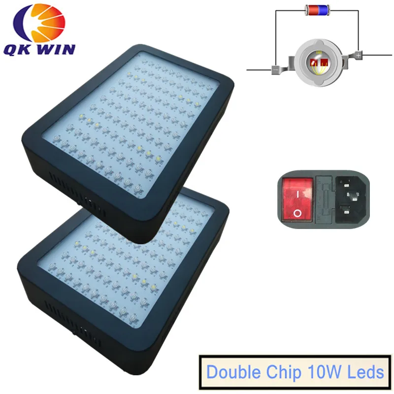 

2pcs/lot 1000W LED plant Grow Light 100x10W built with on/off button Full Spectrum Grow Lights For Plants Flowering And Growing