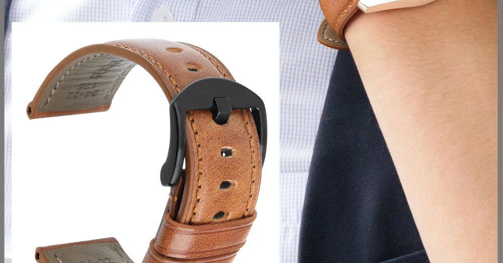 MAIKES Watch strap Watch Accessories Watchbands 20mm 22mm 24mm Genuine Leather Bracelets For samsung gear Watch Band