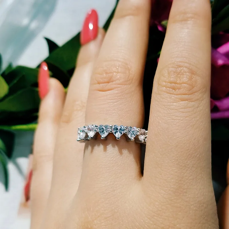 Модное обручальное кольцо с сердцем из серебра 925 пробы и циркония, кольцо вечности для женщин и девушек, подарок для любви, ювелирное изделие, уникальное кольцо LR4578S