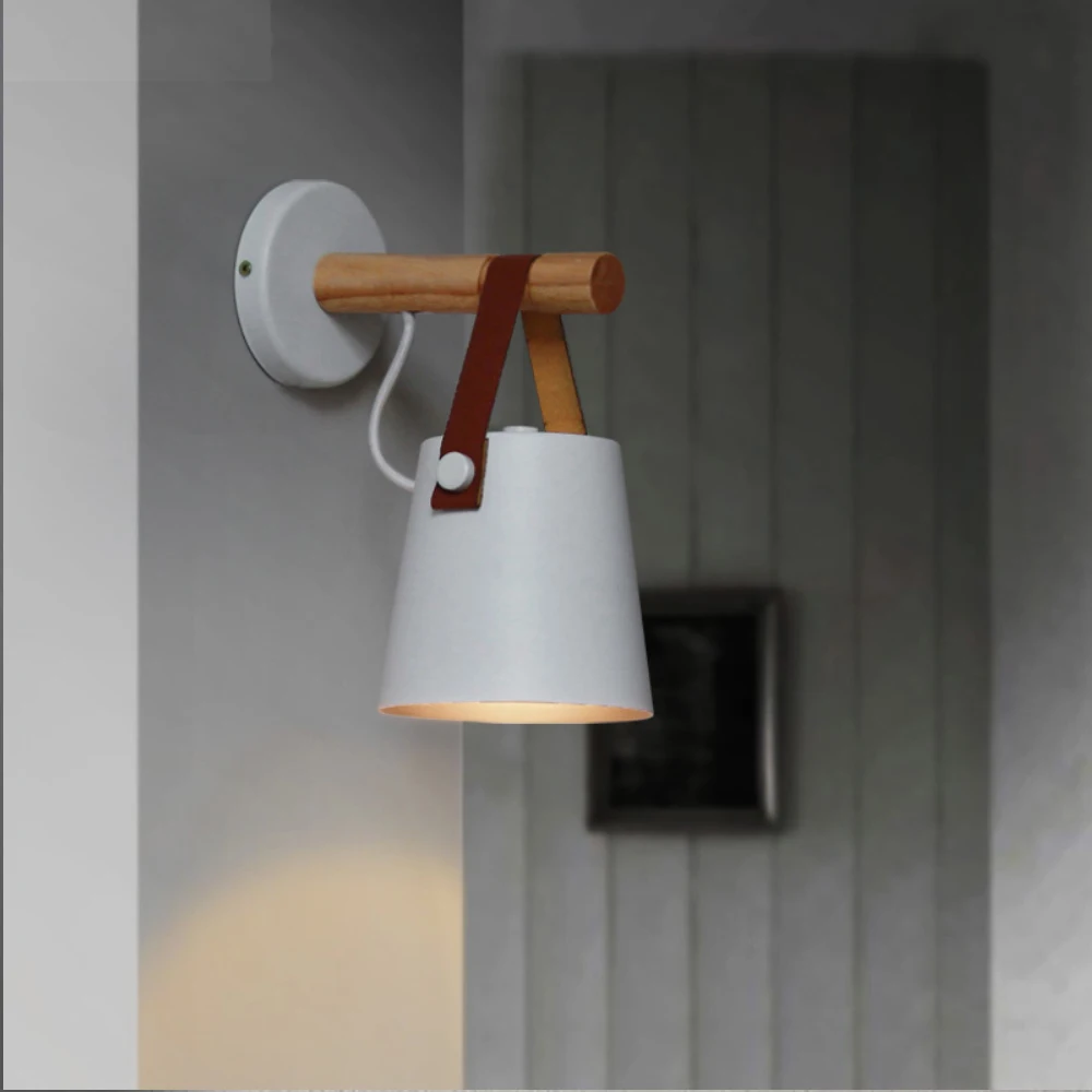  Wooden simple creative wall light led bedroom bedside decoration morden Nordic design living room c - 32903204429