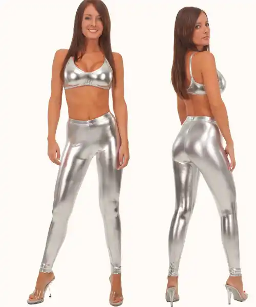 silver faux leather pants