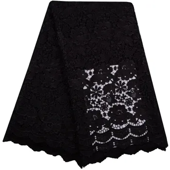 

Wholesale Black Color High Quality Embroidered Water Soluble African Cord Lace Fabric African Guipure Lace For Dress Sewing 807B