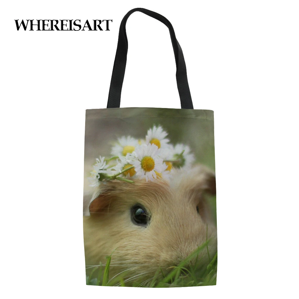 WHEREISART, женская сумка для покупок, складная, с принтом хомяка, школьные книги, сумка для путешествий, Пляжная, холщовая, сумка-тоут, сумки, переработанная сумка на плечо