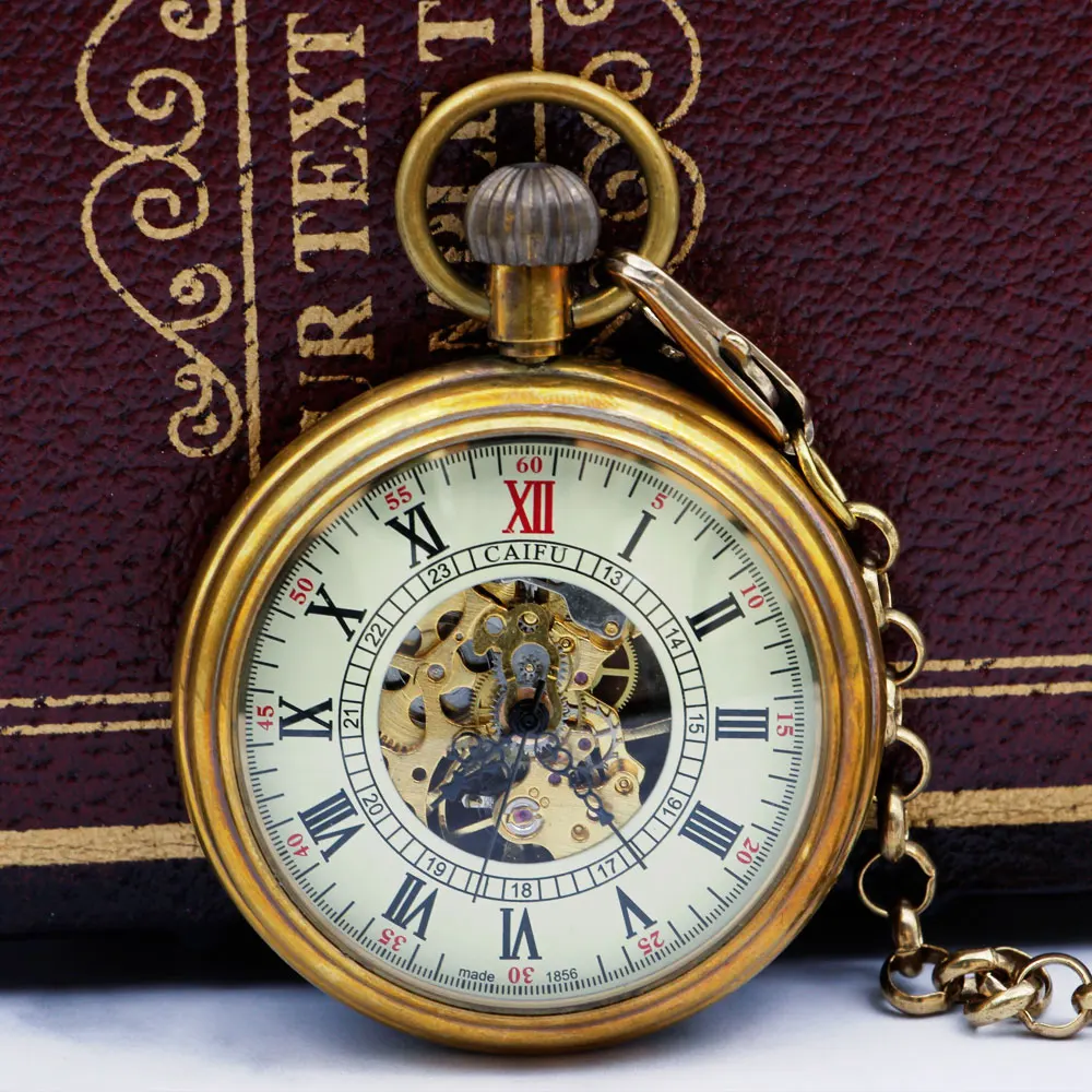 New Arrive 6 pieces Antique Vintage Mens Hand Wind High Quality Mechanical Pocket Watches with Chain PJX049